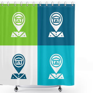 Personality  Address Flat Four Color Minimal Icon Set Shower Curtains