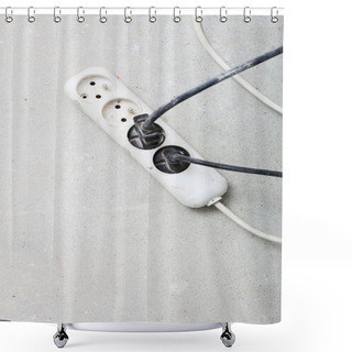 Personality  Electrical Cords Connected To Power Strip Building Site Shower Curtains