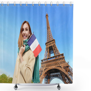 Personality  Happy Travel Woman In Paris Shower Curtains