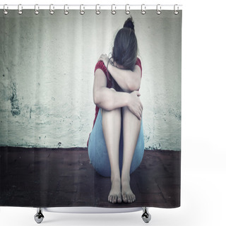 Personality  Sad Woman Crying Shower Curtains