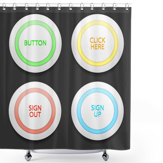 Personality  Set Of Colorful 3d Buttons. Vector Illustration. Shower Curtains