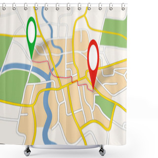 Personality  A Generic City Map - Navigation Shower Curtains
