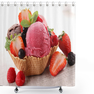 Personality  Ice Cream And Berry Fruit Shower Curtains