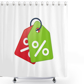 Personality  Discount Percent Sign, Vector Sale Percentage. Price Label Icon Shower Curtains