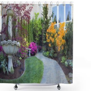 Personality  Frontyard Landscaping With Paver Walkway Shower Curtains