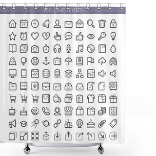 Personality  100 Line Icons Shower Curtains
