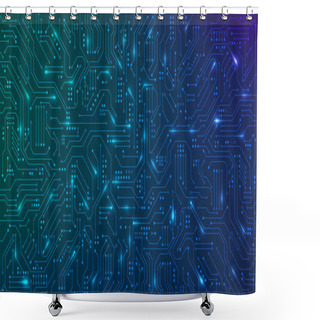 Personality  Abstract Futuristic Circuit Board. High Computer Technology Blue Color Background. Hi-tech Digital Technology Concept. Vector Illustration Shower Curtains