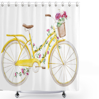 Personality  Watercolor Bike Bicycle Shower Curtains