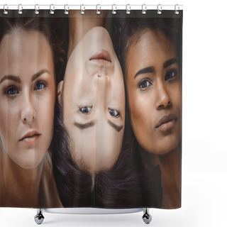 Personality  Face Portraits With Women Of Different Ethnicities. Concept Abou Shower Curtains