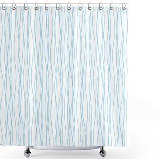 Personality  Blue Wavy Lines Shower Curtains