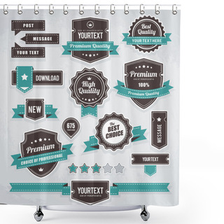 Personality  Vector Set Of Retro Labels, Buttons And Icons Shower Curtains