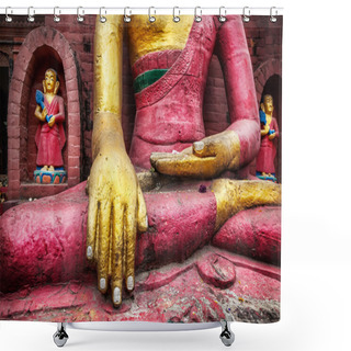 Personality  Buddha Statue In Nepal Shower Curtains