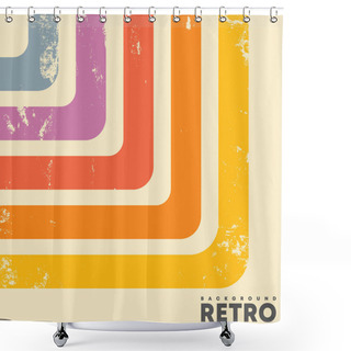 Personality  Retro Design Background With Vintage Grunge Texture And Colored Stripes. Vector Illustration Shower Curtains