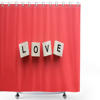 Personality  Wooden Cubes With Love Sign Shower Curtains