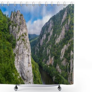 Personality  Decebal Head Sculpted In Rock  Shower Curtains