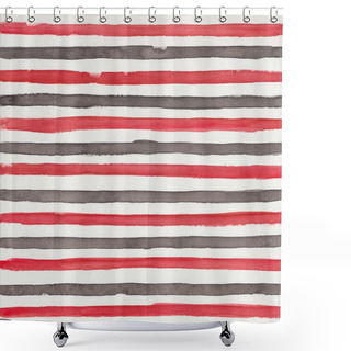 Personality  Watercolor Background With Red And Black Stripes Shower Curtains