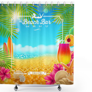 Personality  Tropical Summer Vacation - Beach Bar Menu Vector Design Shower Curtains