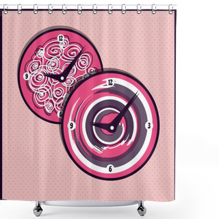 Personality  Vector Vintage Clock Vector Illustration  Shower Curtains