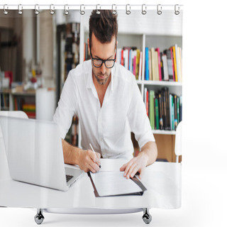 Personality  Man Signing Contract Shower Curtains