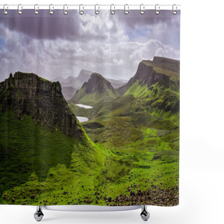 Personality  Landscape View Of Quiraing Mountains On Isle Of Skye, Scottish H Shower Curtains