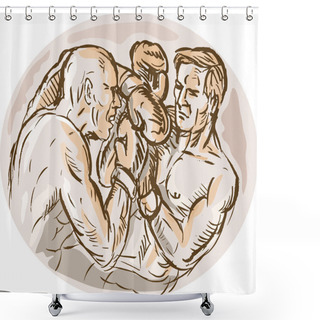 Personality  Two Male Boxers Throwing Punches Shower Curtains