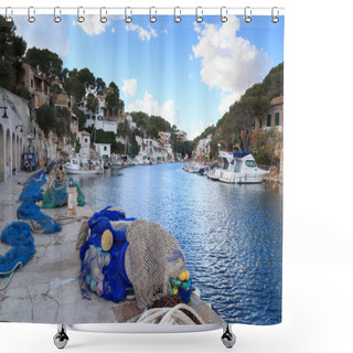 Personality  Fishing Village Cala Figuera Port And Mediterranean Sea, Majorca, Spain Shower Curtains