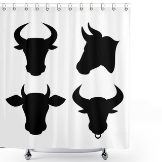 Personality  Bull Vector Icon Shower Curtains