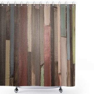 Personality  Background Of Multicolored, Narrow Wooden Planks, Top View Shower Curtains