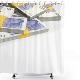 Personality  British Pound Sterling Notes Scattered Pile Shower Curtains