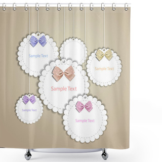Personality  Set Of Vintage Frames With Lace And Bow Shower Curtains