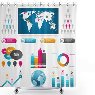 Personality  Set Of Infographic Elements Shower Curtains