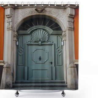 Personality  Ancient Wooden Doors Of European Building, Wroclaw, Poland Shower Curtains