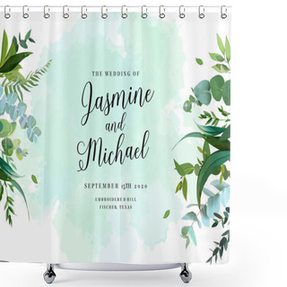 Personality  Herbal Vector Frame With Watercolor Style Splash Shower Curtains