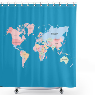 Personality  Colorful Map Of The World. Vector Illustration. Shower Curtains