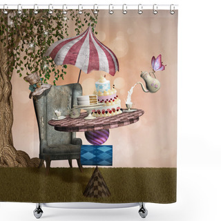 Personality  Mad Hatter Banquet Shower Curtains