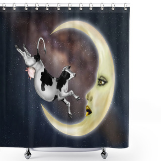 Personality  Cow Jumped Over The Moon Shower Curtains