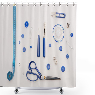 Personality  Workshop With Needlework Details And Tools Shower Curtains