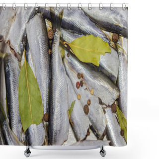 Personality  Baltic Herring With Spices, Prepared For Pickling Shower Curtains