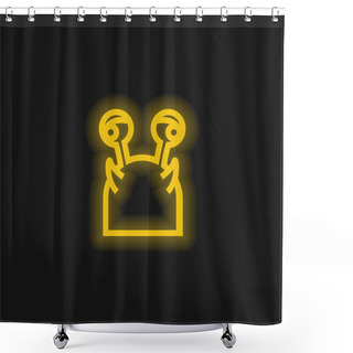 Personality  Animal Head With Balls Eyes Yellow Glowing Neon Icon Shower Curtains