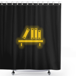 Personality  Book Shelf Yellow Glowing Neon Icon Shower Curtains