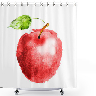 Personality  Watercolor Apple On White Shower Curtains