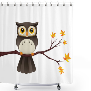 Personality  Owl On A Branch Shower Curtains
