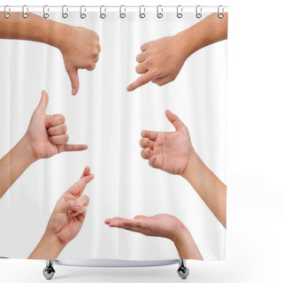 Personality  Collection Of Different Gesture Of Hands Shower Curtains