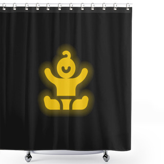 Personality  Baby Yellow Glowing Neon Icon Shower Curtains