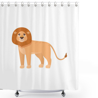 Personality  Benignant Lion Stands Sideways Isolated On White Background Shower Curtains