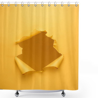Personality  Torn Hole In Yellow Paper Texture With Copy Space Shower Curtains