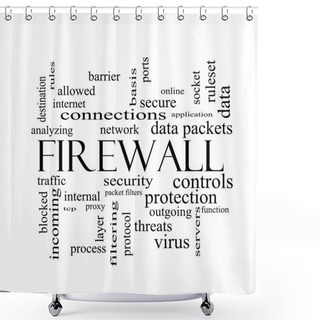 Personality  Firewall Word Cloud Concept In Black And White Shower Curtains