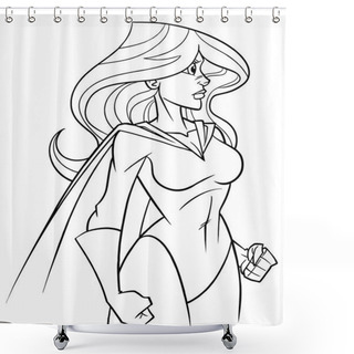 Personality  Superheroine Side Profile Line Art Shower Curtains