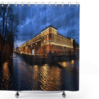 Personality  The Building Of The Central Naval Museum In The Evening Shower Curtains