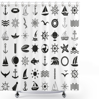 Personality  Icons Sea, Ships, Travel On White Shower Curtains